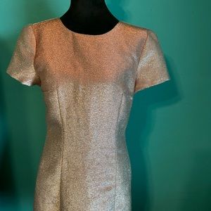 EXPRESS Metallic Rose Gold Mini Sheath Dress OPEN BACK size 8.        ID# 400439